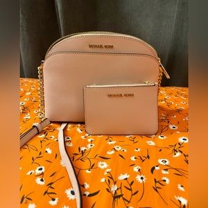 Michael Kors Emmy Saffiano Medium Crossbody Bag & Wallet in Powder Blush